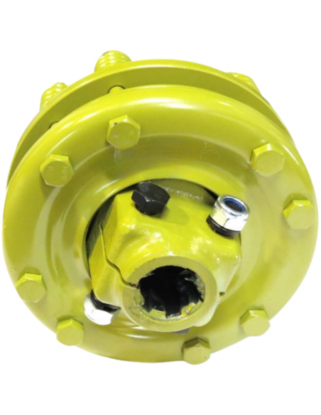 Embrague adaptador eje macho 1"3/8 Z6 y hembra 1"3/8 Z6 con 4 discos Ø180mm