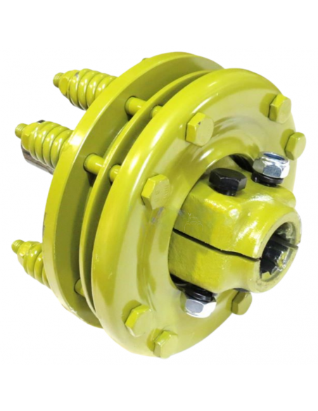 Embrague adaptador eje macho 1"3/8 Z6 y hembra 1"3/8 Z6 con 4 discos Ø180mm