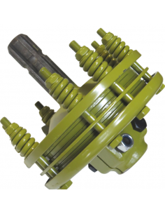 Embrague adaptador eje macho 1"3/8 Z6 y hembra 1"3/8 Z6 con 4 discos Ø200mm