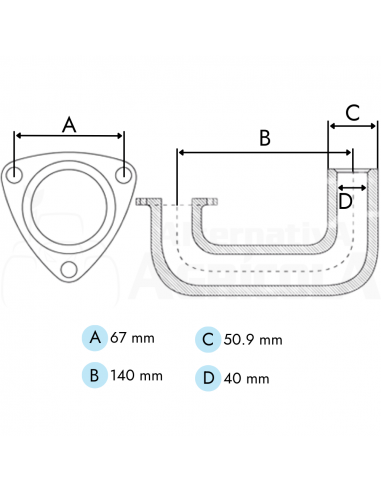 Codo de escape Massey Ferguson Ø 50,4 mm 898011M1