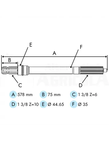 Eje toma de fuerza tractor Massey Ferguson algunos modelos  antiguos