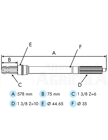 Eje toma de fuerza tractor Massey Ferguson algunos modelos  antiguos