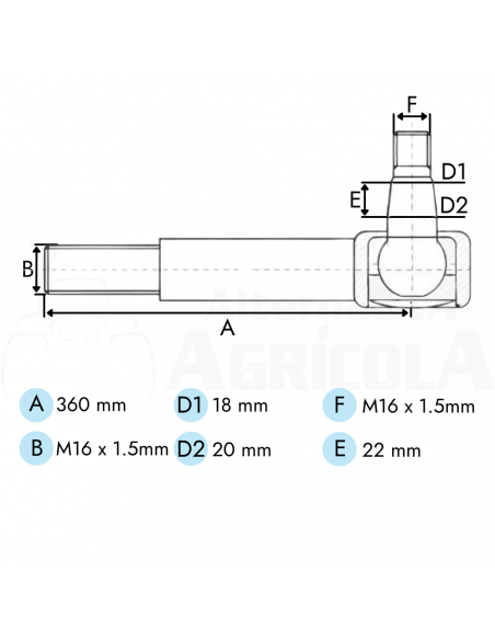 Vástago roscado botella dirección tractor Fiat series antiguas