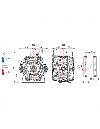 Bomba fumigación 6 membranas 299L baja presión Comet BPS300