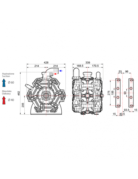 Bomba fumigación 6 membranas 299L baja presión Comet BPS300