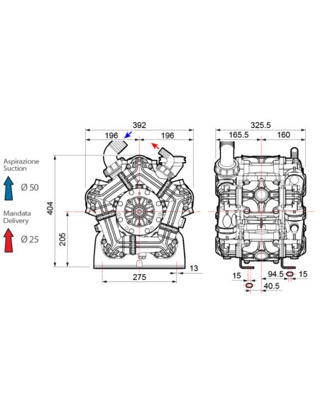 Bomba fumigación 5 membranas 249L baja presión Comet BPS260