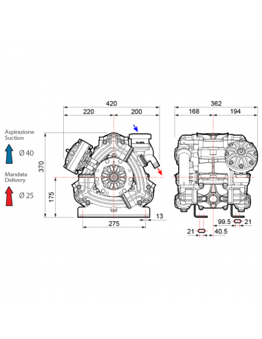 Bomba fumigación 3 membranas 162L baja presión Comet BPS160