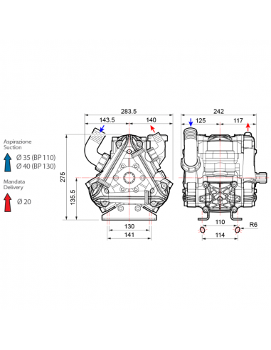 Bomba fumigación 3 membranas de baja presión Comet BP110 SMART