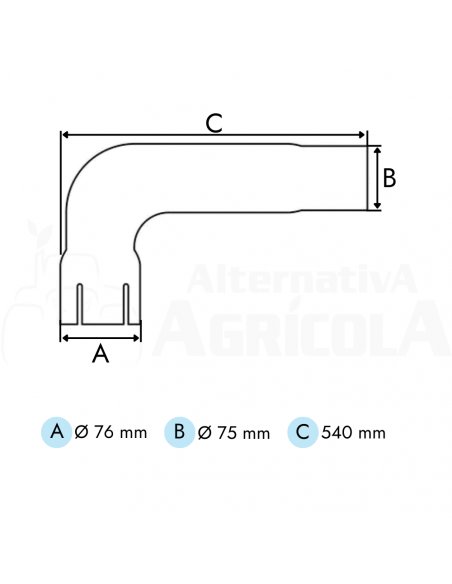 Codo del Tubo de Escape para Tractor John Deere 6520, 6620, 6820, 6920, 7220, 7320, 7420 y 7520