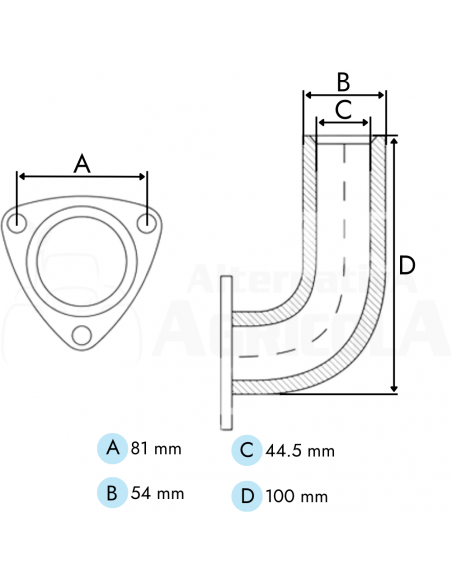 Codo de colector escape tractor Massey Ferguson algunos modelos antiguos