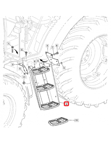 Escalera de cabina con 3 peldaños John Deere AL173043