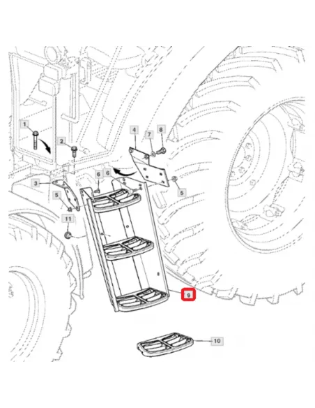 Escalera de cabina con 3 peldaños John Deere AL173043