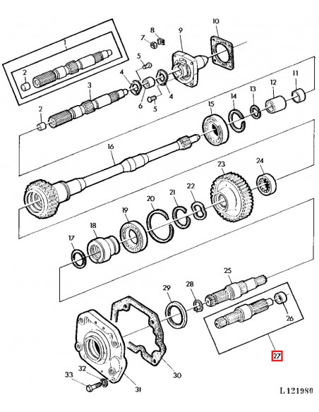 Eje Toma de Fuerza 6 Estrías 540 rpm para Tractores John Deere Series 20, 30, 35, 40 y 50 - L 237 mm