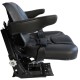 Asiento PVC negro con base suspensión mecánica y cinturón de seguridad