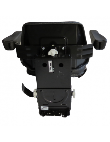 Asiento PVC negro con base suspensión mecánica y cinturón de seguridad