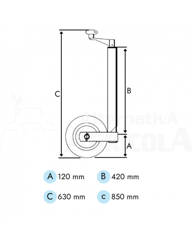Apoyo rueda jockey Ø 48 mm