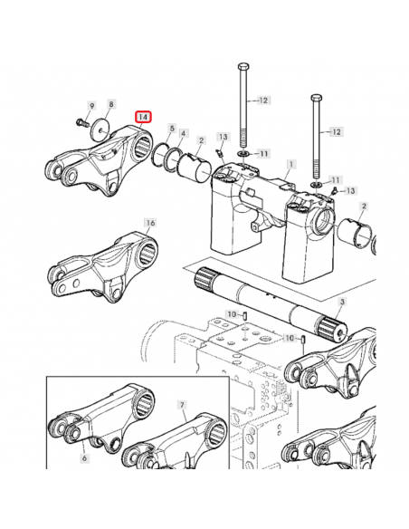 Brazo elevador hidráulico derecho  John Deere L157538