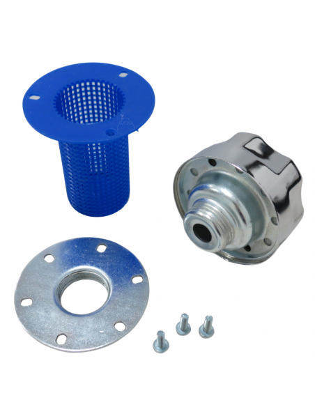 Tapón metálico rosca 1/2" con filtro cesta para depósitos aceite hidráulico