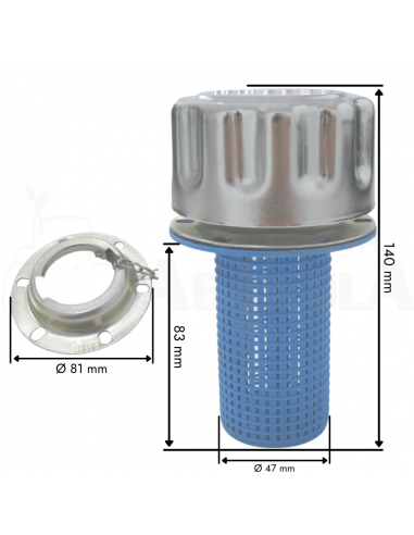 Tapón metálico media vuelta con filtro cesta para depósitos aceite hidráulico