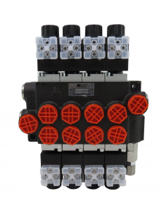 Distribuidor Hidráulico eléctrico 4 cuerpos 3/8" doble efecto circuito abierto