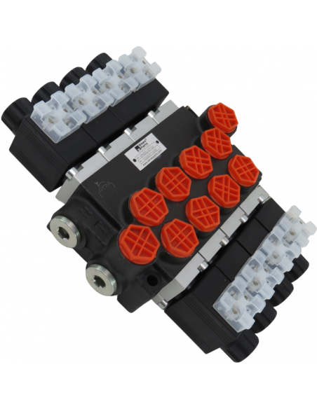 Distribuidor Hidráulico eléctrico 4 cuerpos 3/8" doble efecto circuito abierto