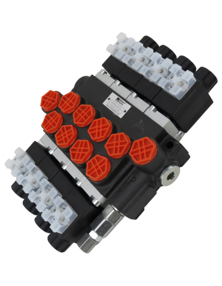 Distribuidor Hidráulico eléctrico 4 cuerpos 3/8" doble efecto circuito abierto