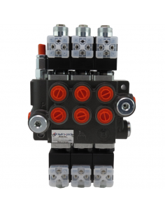 Distribuidor Hidráulico eléctrico 3 cuerpos 3/8" doble efecto circuito abierto