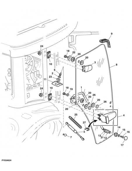 Bisagra Superior puerta Derecha tractor John Deere original AL157497