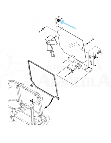 Bisagra superior cristal trasero válido John Deere