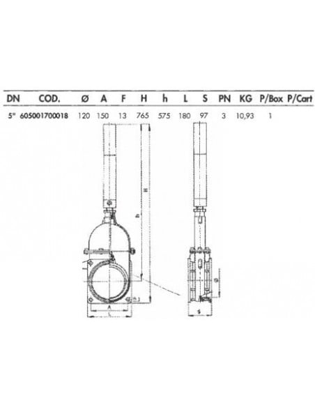 Tajadera 5" completa con cilindro de simple efecto para cuba