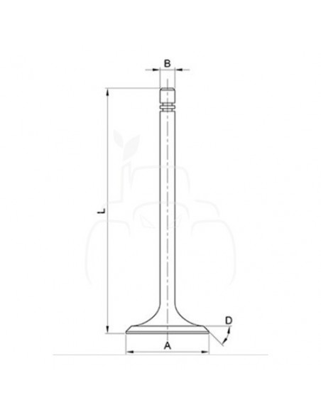 Válvula de Admisión John Deere - Ø 45 x 9,50 + 0.08 mm - L 131 mm - 45 ° T23546