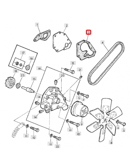 Junta bomba de agua John Deere R55405