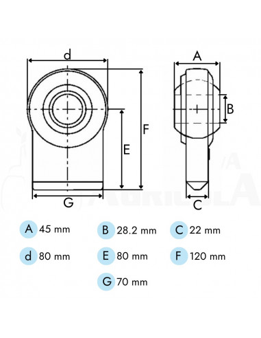 Rótula soldable bola Ø 28 mm