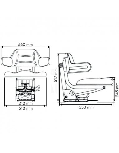 Asiento universal Negro para tractor Basic Line en Sky