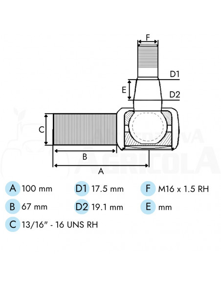 Rotula de dirección derecha Massey Ferguson 1686473M91