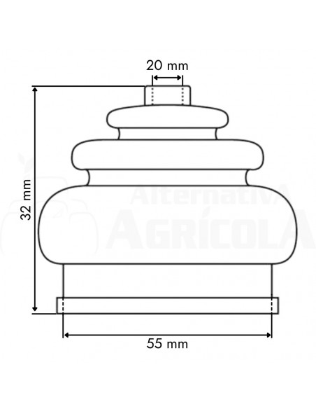 Guardapolvos universal 20 x 55 x 32 mm