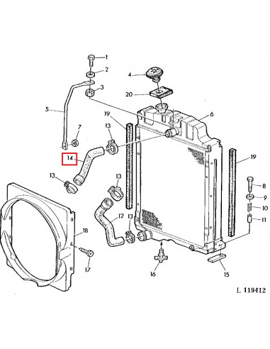 Manguito superior tractor John Deere varios modelos L32456
