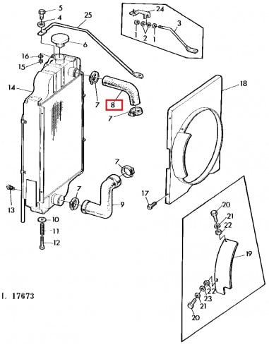 Manguito Superior radiador tractor John Deere y Case-IH 3112068R1