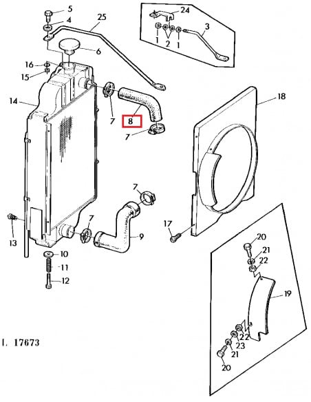 Manguito Superior radiador tractor John Deere y Case-IH 3112068R1
