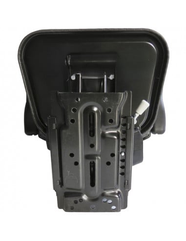Asiento PVC negro con base suspensión mecánica y cinturón de seguridad