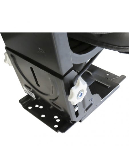 Asiento PVC negro con base suspensión mecánica y cinturón de seguridad