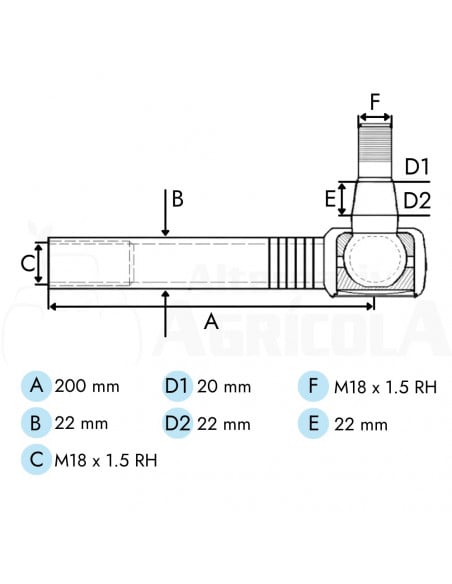 Rótula dirección recta hembra