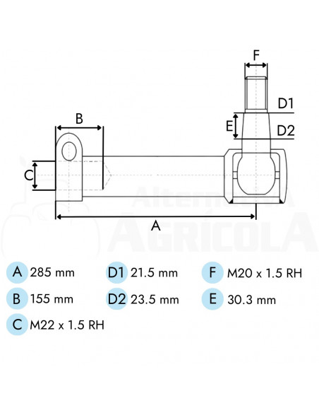 Rótula Dirección con brida Tractor John Deere Serie 6000 4 Cilindros con APL2025