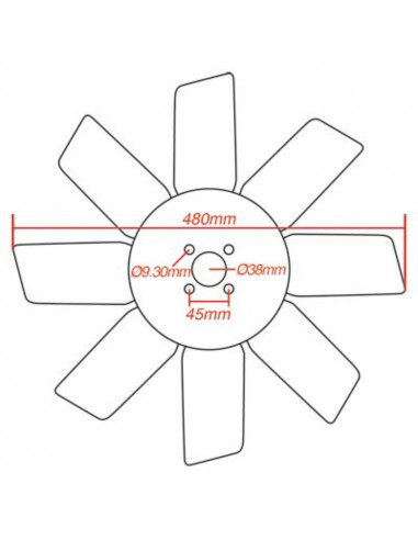 Aspas ventilador Ø 480 mm - 8 palas plástico RE41269