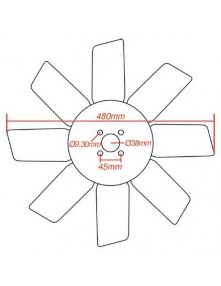 Aspas ventilador Ø 480 mm - 8 palas plástico RE41269