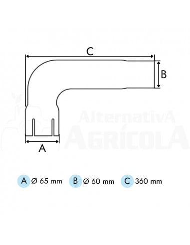 Codo de Escape Tractores John Deere 6100, 6200, 6300, 6400, 6110, 6210, 6310 y 6410