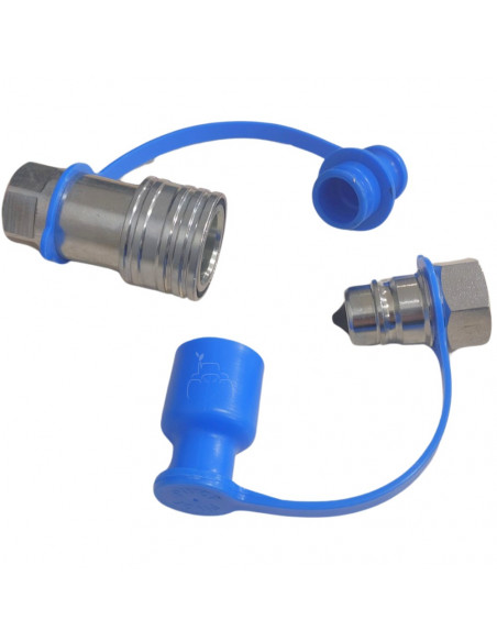 Conjunto Enchufe Hidráulico rápido  macho y hembra con Tapones 1/2" BSP