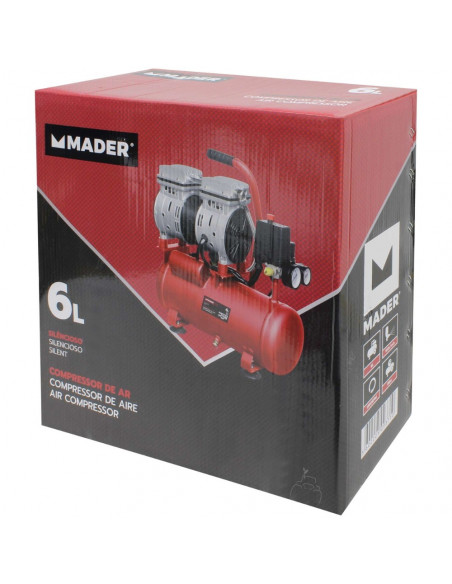 Compresor de aire Monoblock 6L 0.75CV silencioso Mader