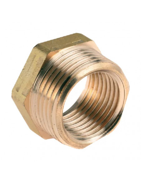 Reducción Macho 1/2" a Hembra 1/4" en Latón.