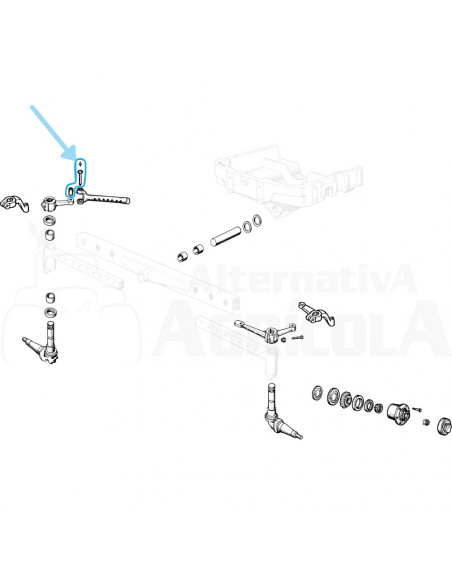 Conjunto bulón + casquillo + engrasador puente delantero Ebro - Kubota